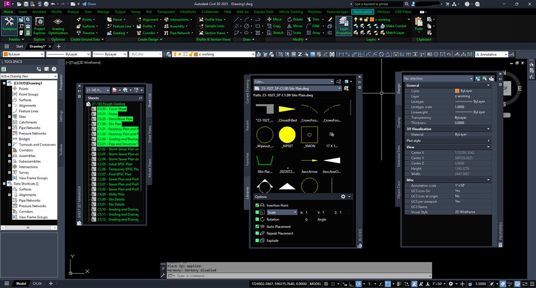 AutoCAD with Black Ops CAD Filter applied